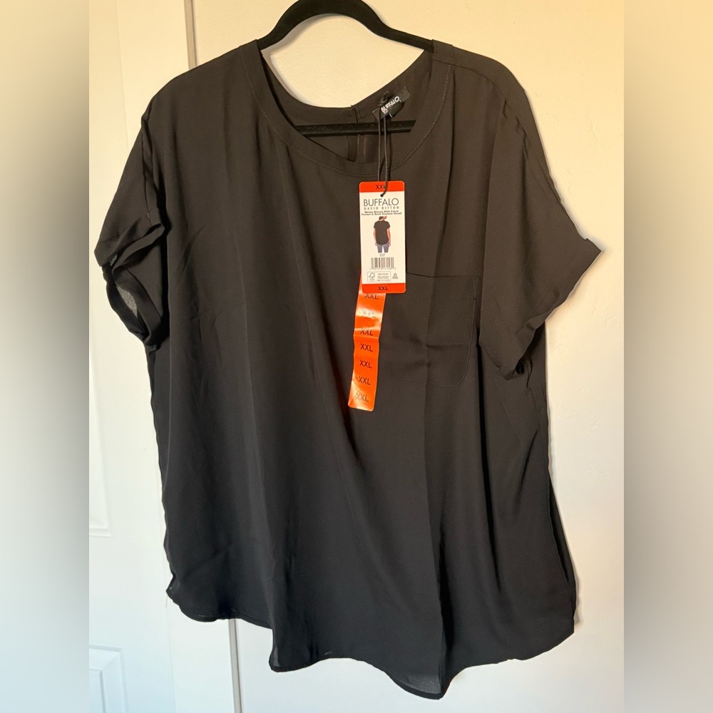 Buffalo David Bitton Black Short Sleeve Blouse